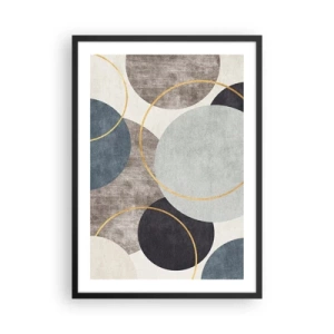 Affisch i svart ram - Abstrakt geometrisk komposition med cirklar i nyanser av blått. - 50x70cm - Cirkel efter cirkel - Modern väggdekoration för vardagsrum och sovrum ARTTOR
