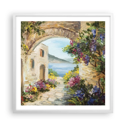 Affisch i vit ram - Kustprovinsens charm - 60x60 cm