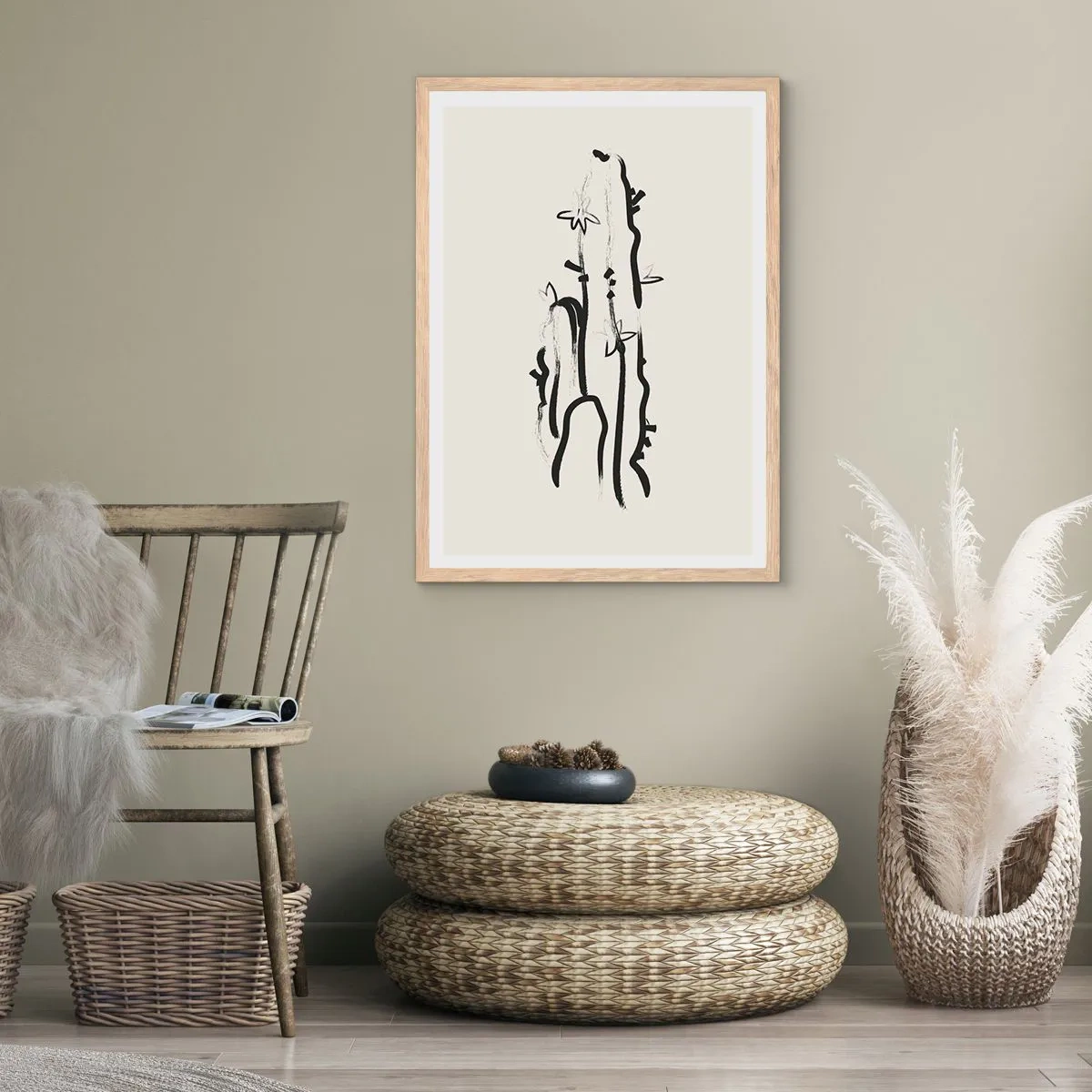 Affisch i ram av ljusek - Blommande ört - 70x100 cm