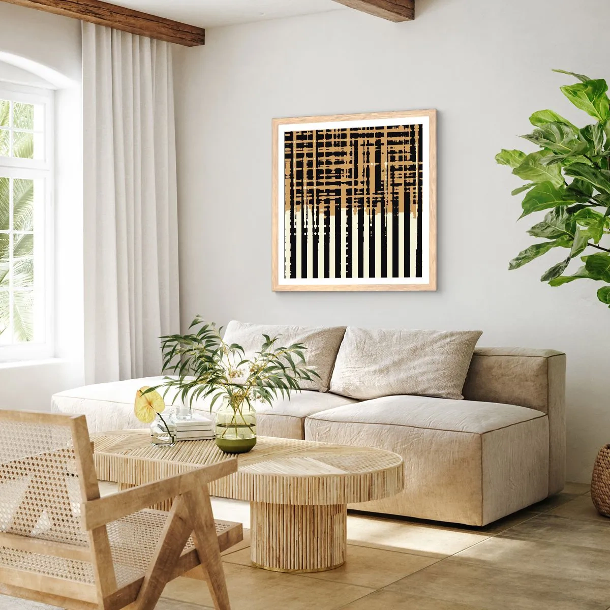 Affisch i ram av ljusek - Arkitektonisk abstraktion - 60x60 cm