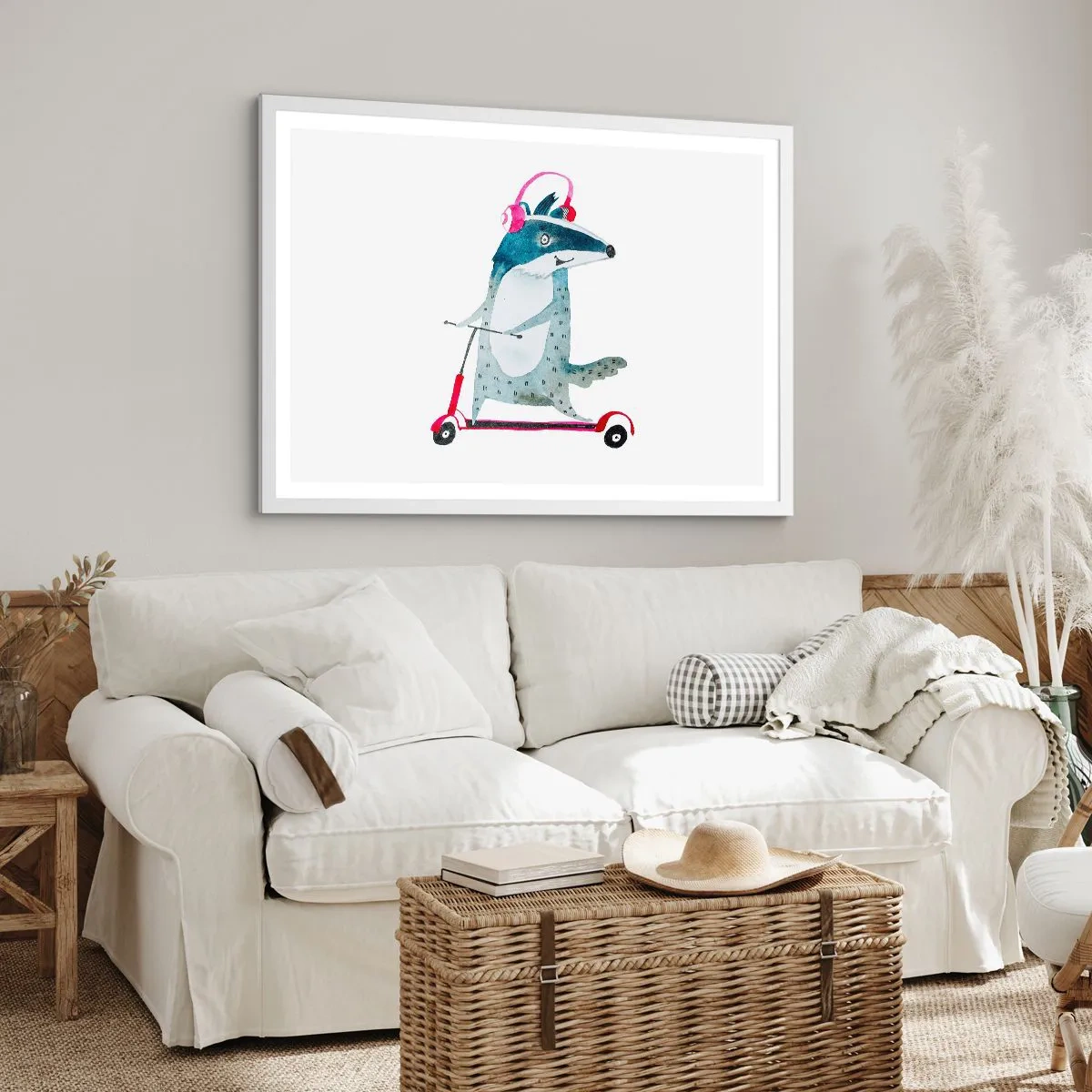 Affisch i vit ram - Grävlingens glädje - 70x50 cm