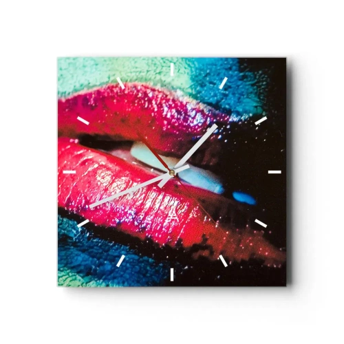 Väggklocka - Klocka på glas - Sensuella och oroväckande - 40x40 cm