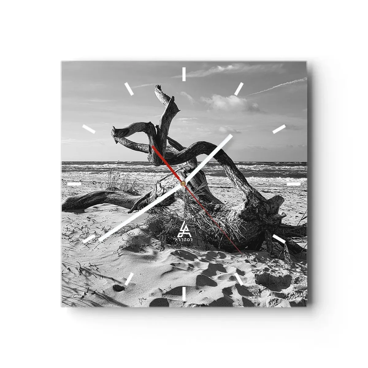 Väggklocka - Klocka på glas - Havets skulptur - 30x30 cm