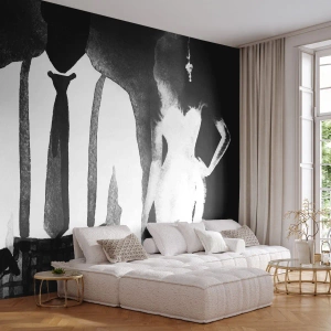 Självhäftande Fototapet Deluxe Sticker - Noir stämning - Abstraktion, Kvinna och man, Mode - 100x70 cm