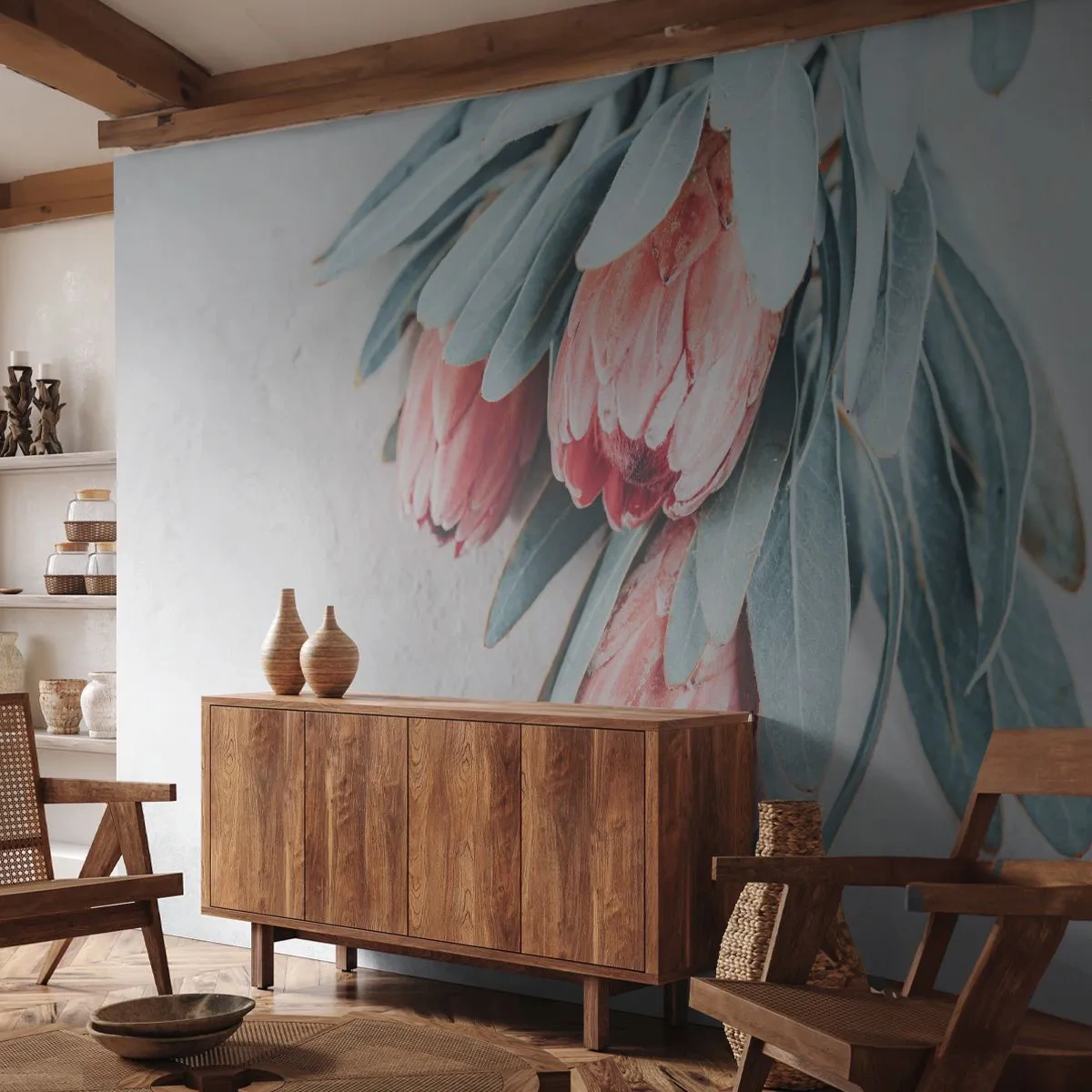 Fototapet Premium Sand - Generad av sin skönhet - Blomma, Royal Protea, Afrika - 400x280 cm