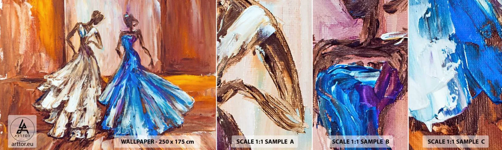 Fototapet Prov Standard Eco - Prydlig duett - Kvinna, Bröllopsklänning, Mode - 100x30 cm