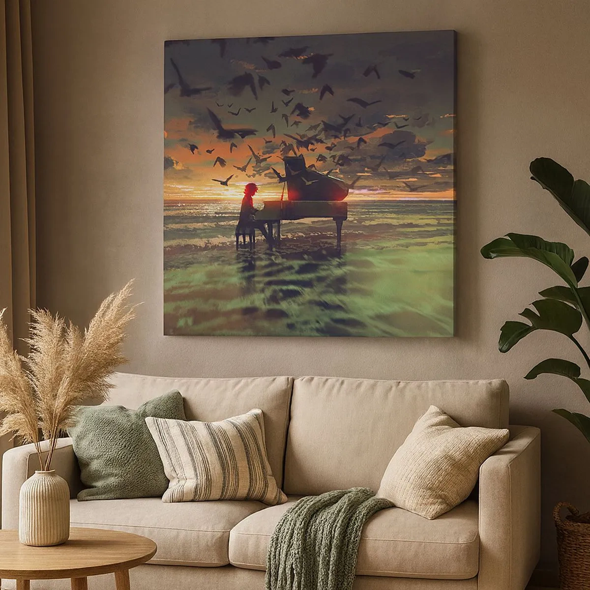 Canvastavla - Bild på duk - Konsert för piano och vågor - 30x30 cm