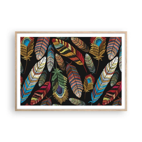 Affisch i ram av ljusek - Fågelkarneval - 100x70 cm