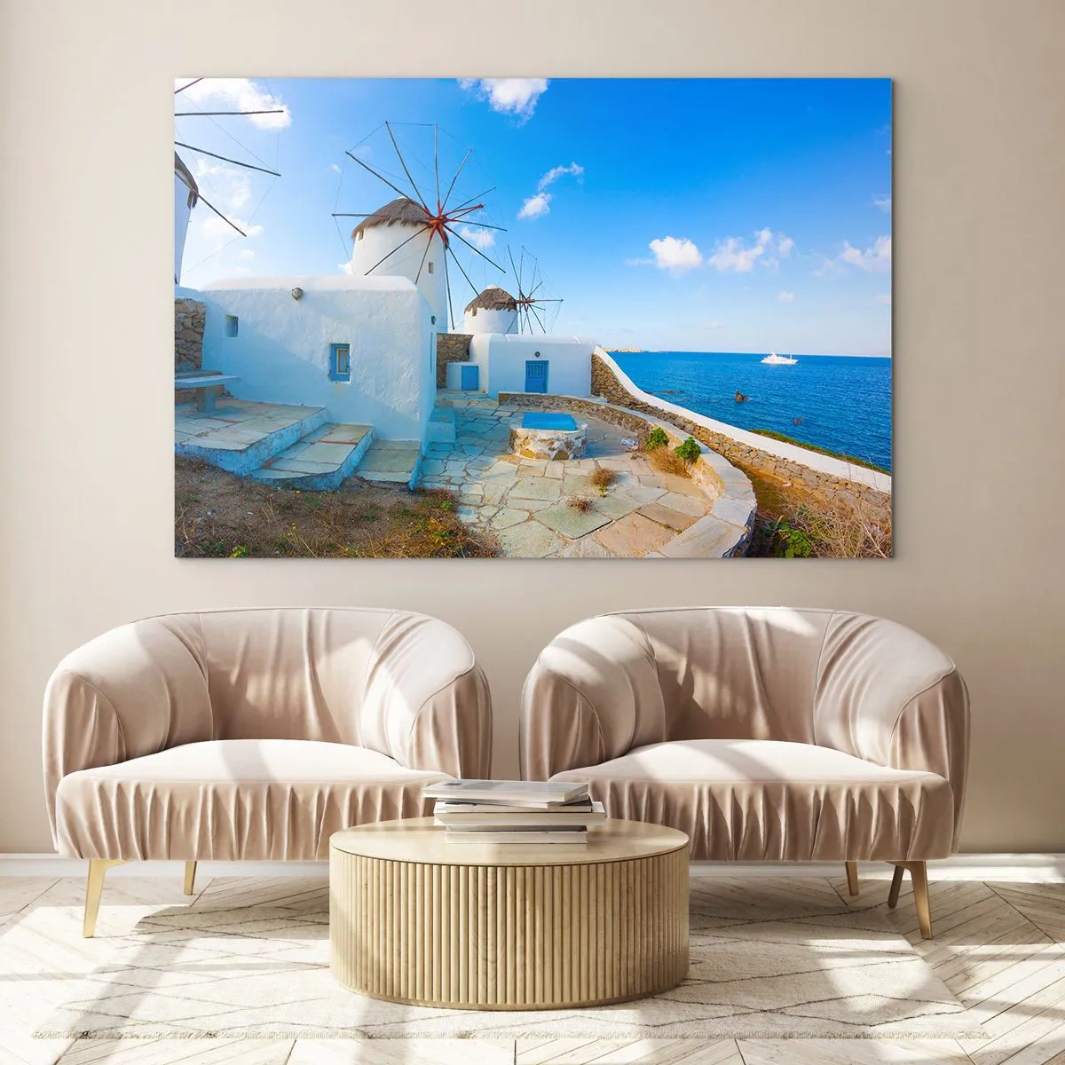 Glastavla - Bild på glas - Blåa vinden från havet - 100x70 cm