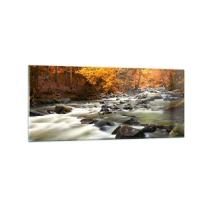 Glastavla - Bild på glas - Bäck i guldskogen - 120x50 cm