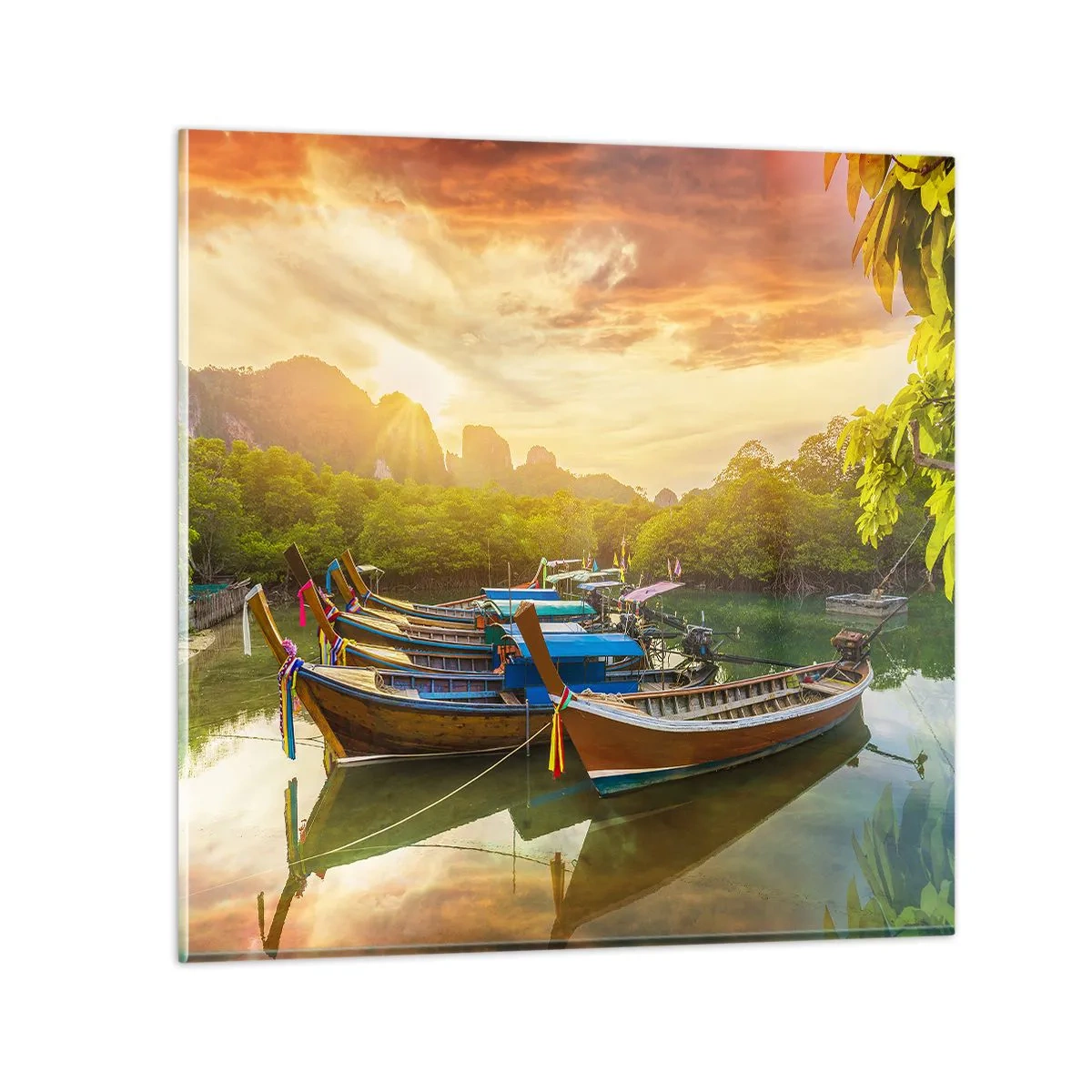 Glastavla - Bild på glas - Före en arbetsam dag - 40x40 cm