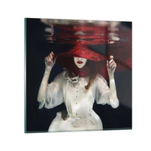 Glastavla - Bild på glas - Konstig fru - 40x40 cm