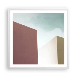 Affisch i vit ram - Geometri av en solig sommar - 60x60 cm