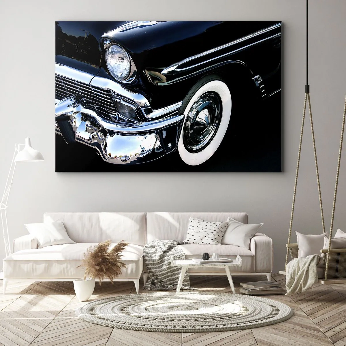 Canvastavla - Bild på duk - Klassik i silver, svart och vit - 70x50 cm