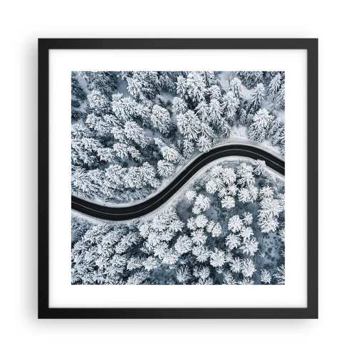Affisch i svart ram - Genom vinterskogen - 40x40 cm