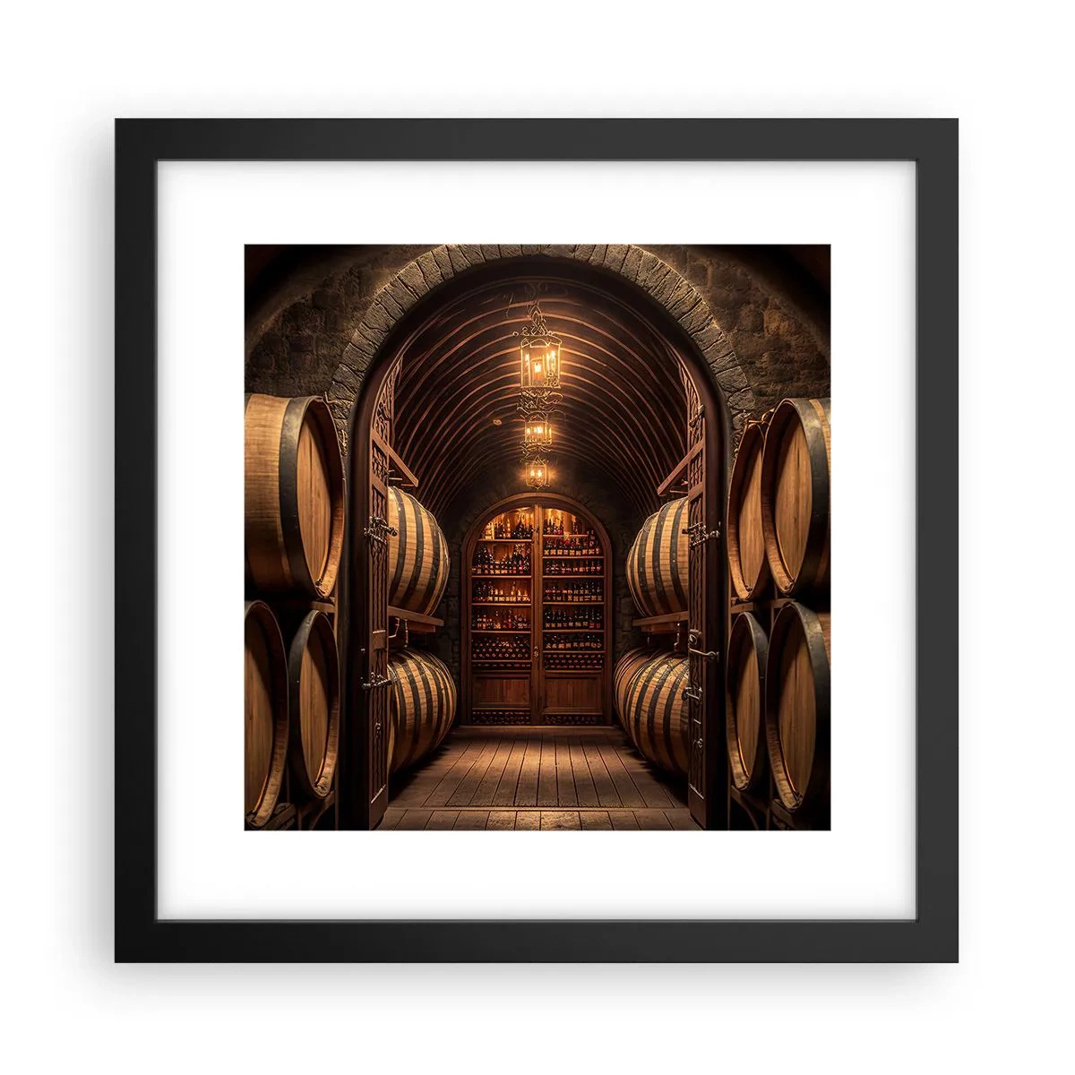 Affisch i svart ram - Stämningsfull källare - 30x30 cm