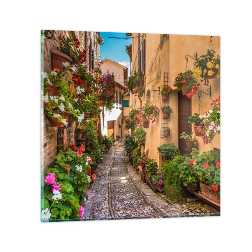 Glastavla - Bild på glas - Italiensk gränd - 70x70 cm