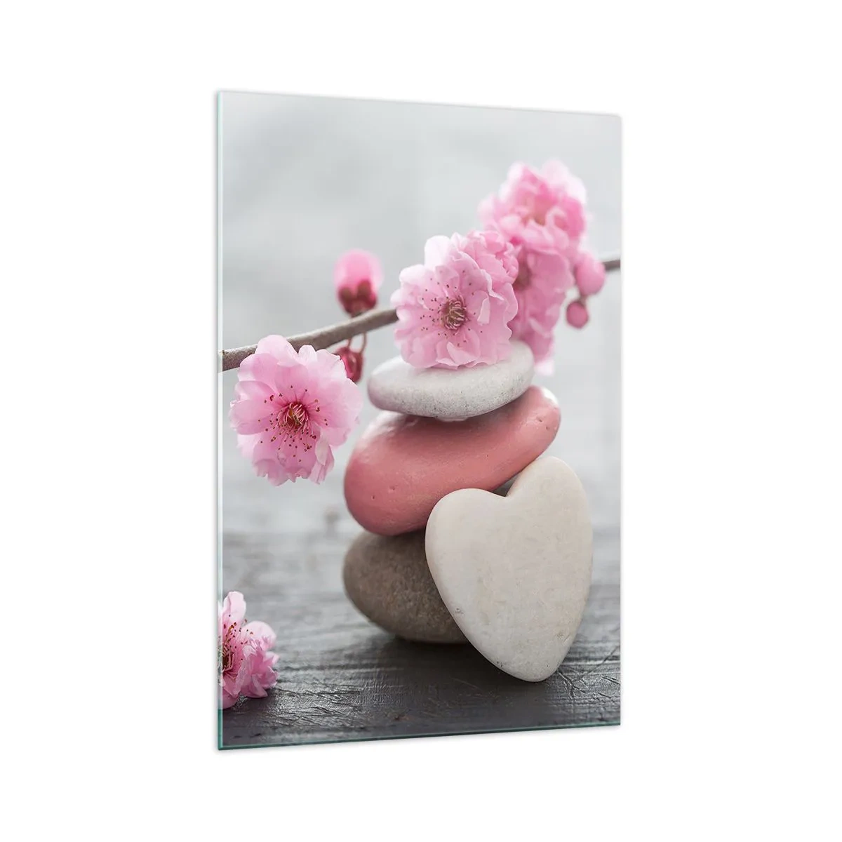 Glastavla - Bild på glas - Salighet med körsbärsblomma - 70x100 cm