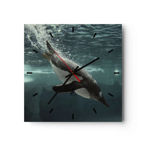 Väggklocka - Klocka på glas - Välkommen till min värld - 40x40 cm