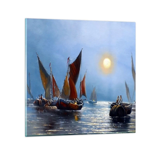 Glastavla - Bild på glas - Nattens fångst - 70x70 cm