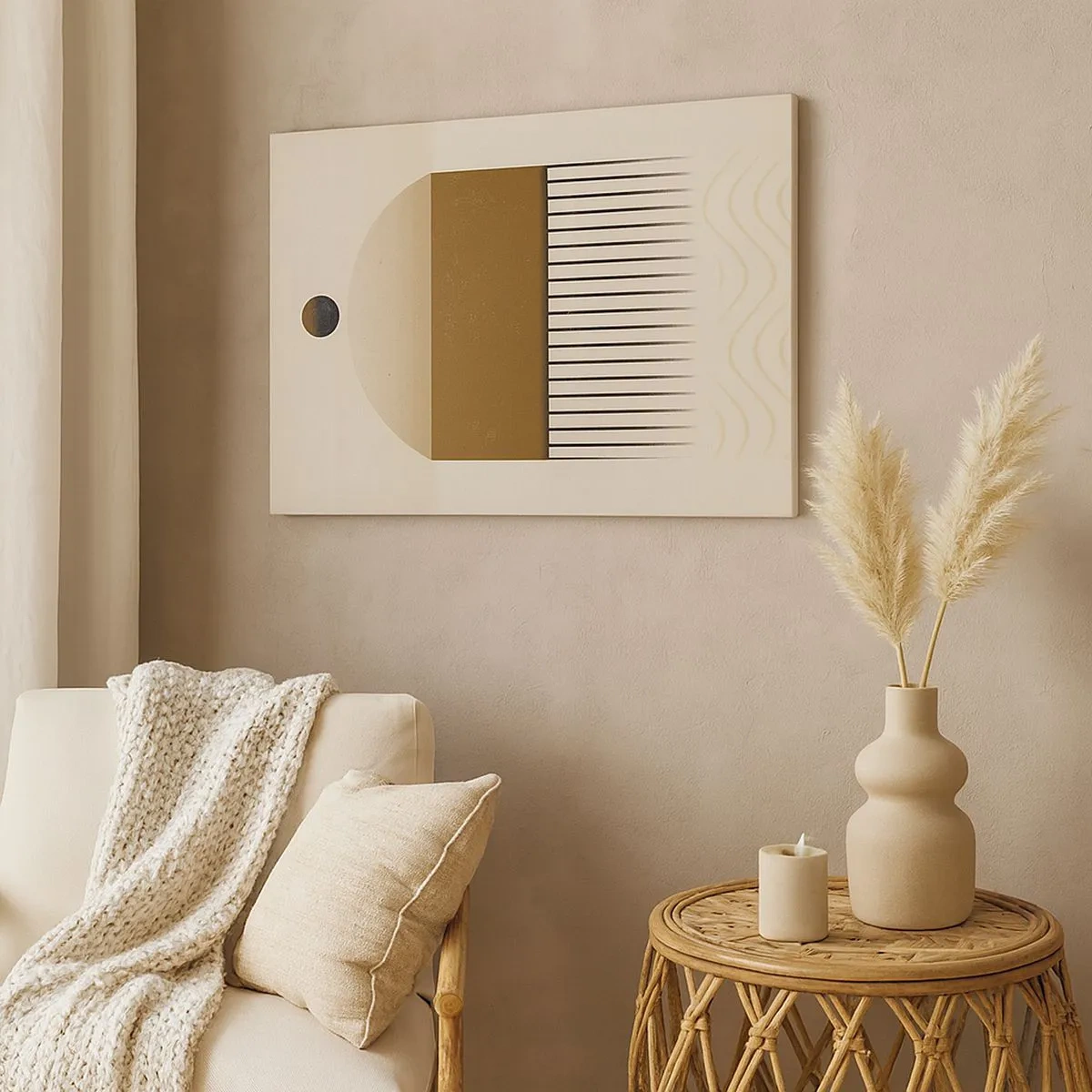 Canvastavla - Bild på duk - Abstrakt geometrisk komposition i beige och bruna toner - 70x50cm - Olika tillstånd - Modern väggdekoration för vardagsrum och sovrum ARTTOR