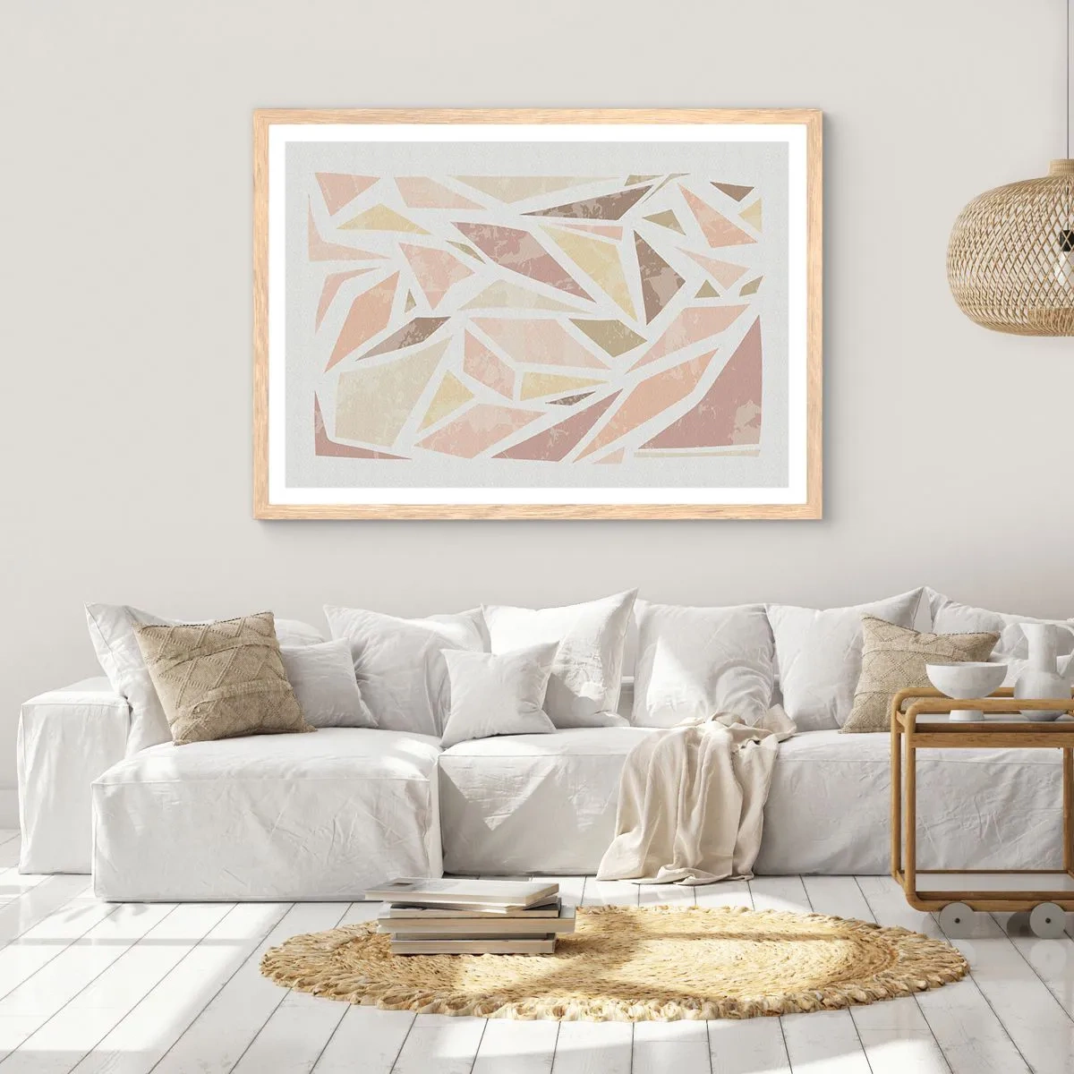 Affisch i ram av ljusek - Komposition av färgat glas - 91x61 cm