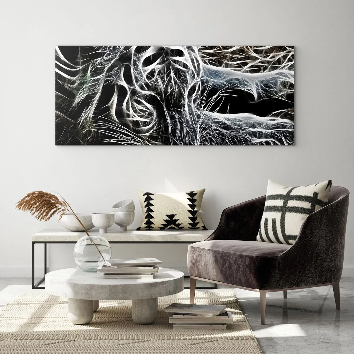 Glastavla - Bild på glas - En studie om kattens lätthet - 160x50 cm