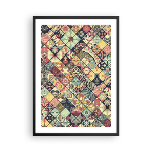 Affisch i svart ram - Färgglatt mosaikmönster - 50x70cm - Marockansk stämning - Modern väggdekoration för vardagsrum och sovrum ARTTOR