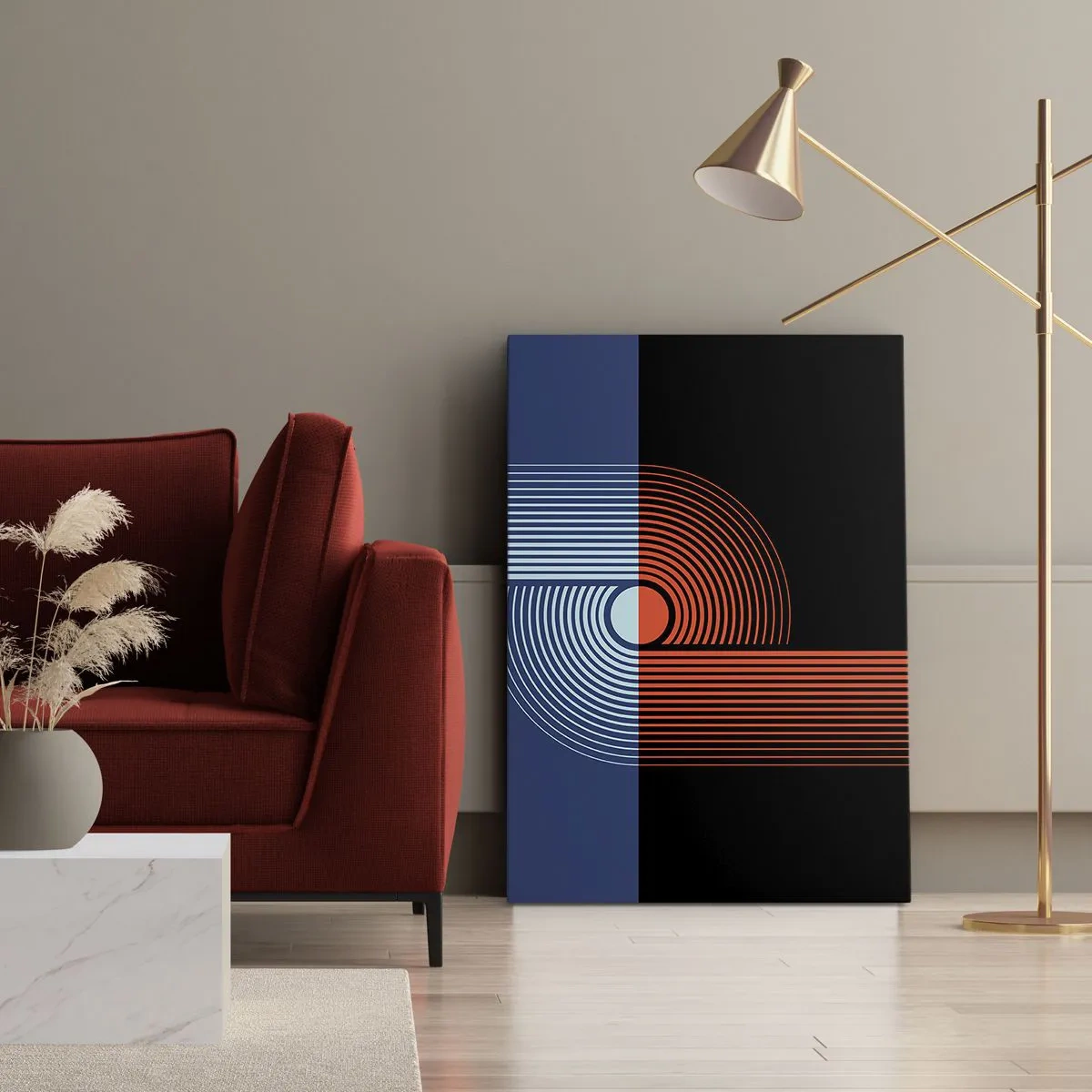 Canvastavla - Bild på duk - I en geometrisk kläm - 50x70 cm