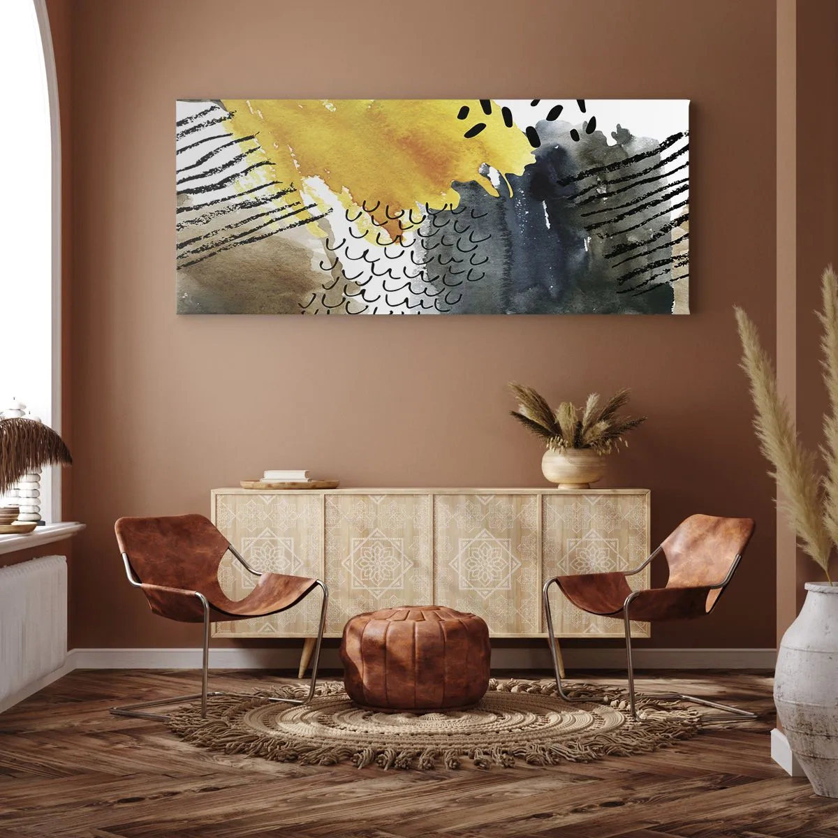 Canvastavla - Bild på duk - Elementens möte - 100x40 cm