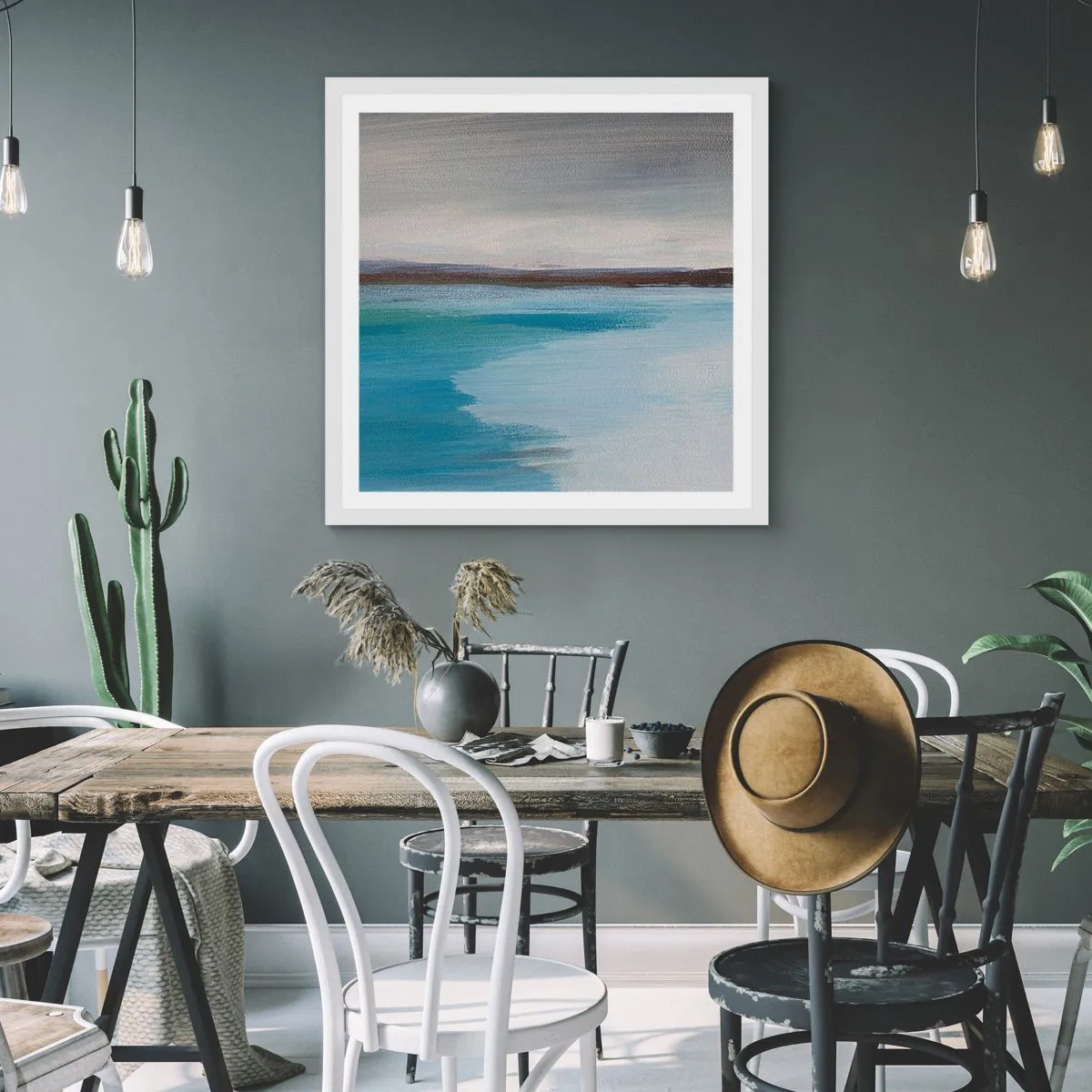 Affisch i vit ram - Horisontellt landskap - 60x60 cm