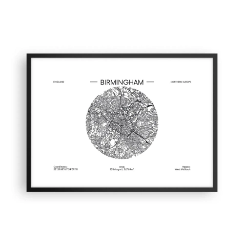 Affisch i svart ram - Birminghams anatomi - 70x50 cm