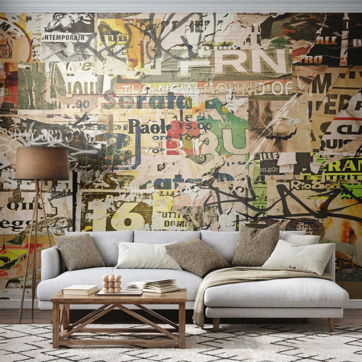 Fototapet Premium Sand - Oj, det händer saker och ting - Graffiti, Väggmålning, Bit - 100x70 cm