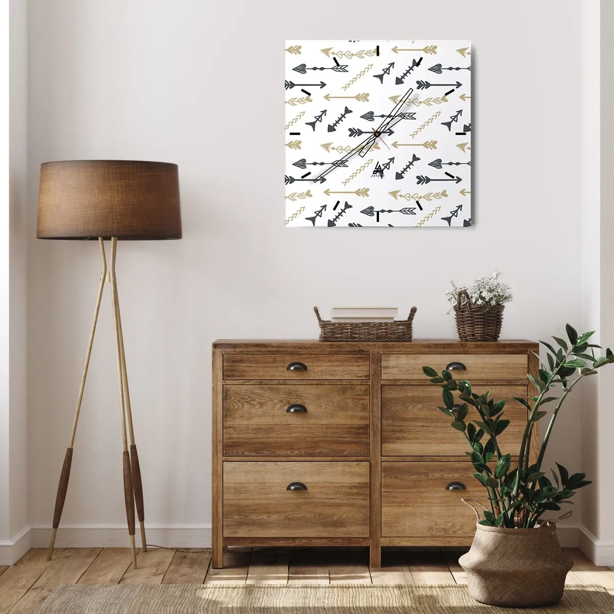 Väggklocka - Klocka på glas - Pilbågsskyttens sömn - 40x40 cm