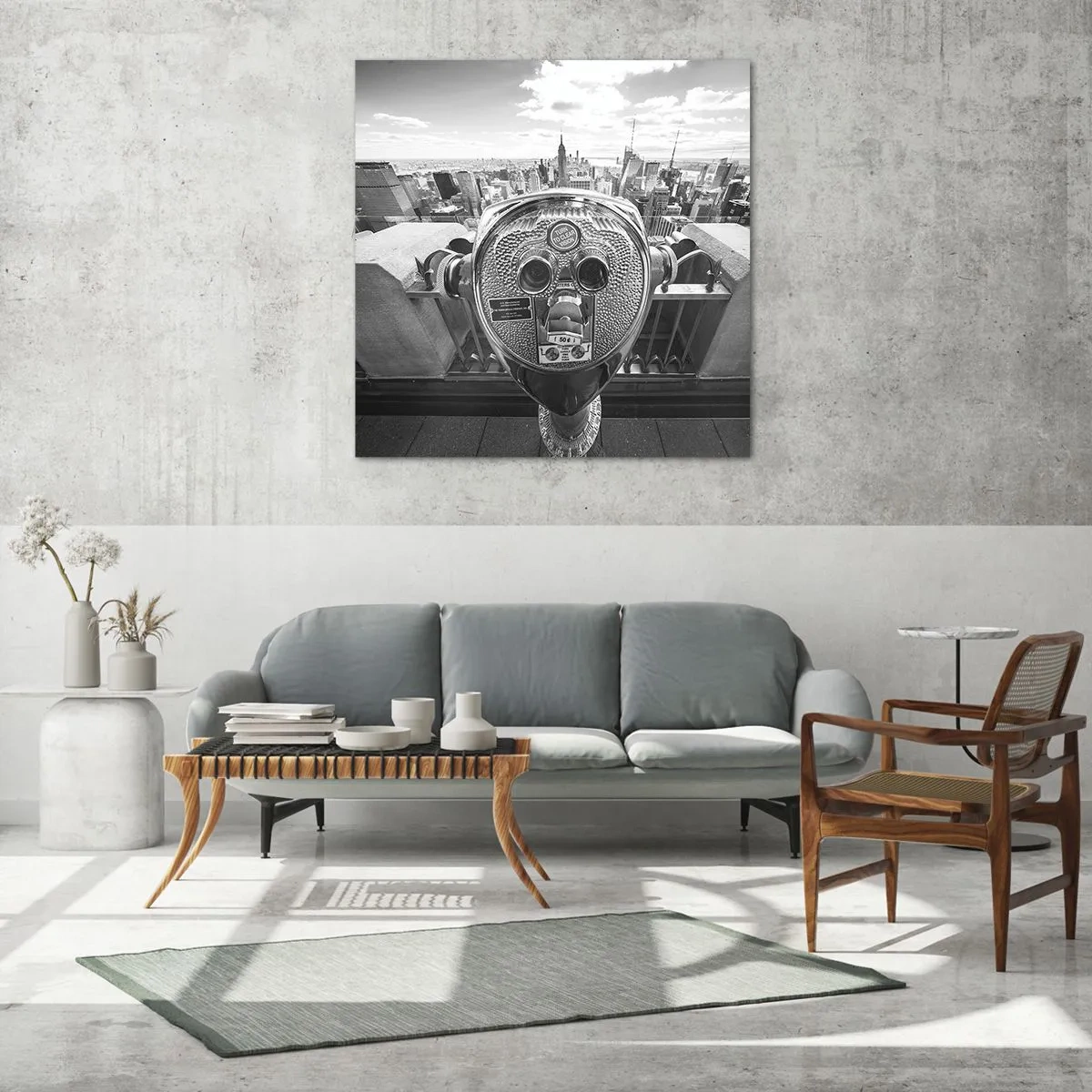 Glastavla - Bild på glas - Stad över städerna - 30x30 cm