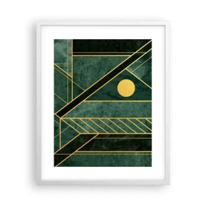 Affisch i vit ram - Dynamik av guld och azurblå - 40x50 cm