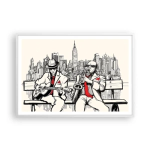 Affisch i vit ram - New Yorks improvisation - 100x70 cm
