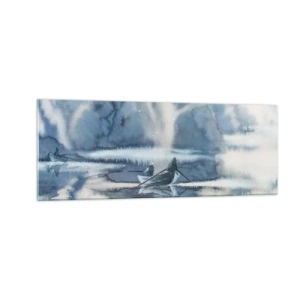 Glastavla - Bild på glas - Sportfiskare i sitt paradis - 140x50 cm