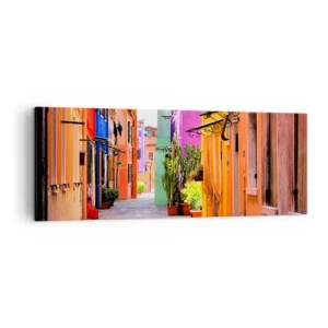 Canvastavla - Bild på duk - Regnbågsgränd - 140x50 cm
