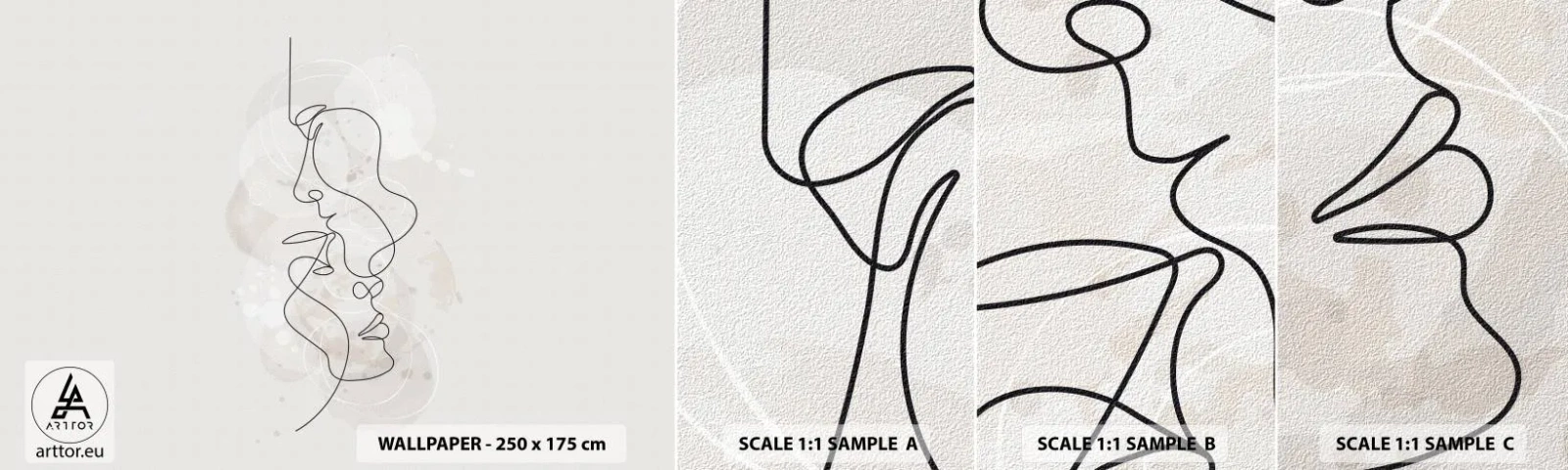 Fototapet Prov Standard Eco - Tilltrasslade i famn - Abstraktion, Man, Kvinna - 100x30 cm