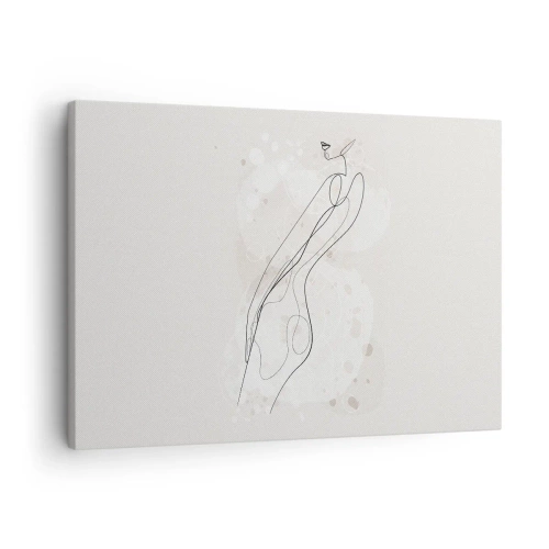 Canvastavla - Bild på duk - En subtil silhuettskiss i minimalistisk stil - 70x50cm - Blicken går vilse - Modern väggdekoration för vardagsrum och sovrum ARTTOR