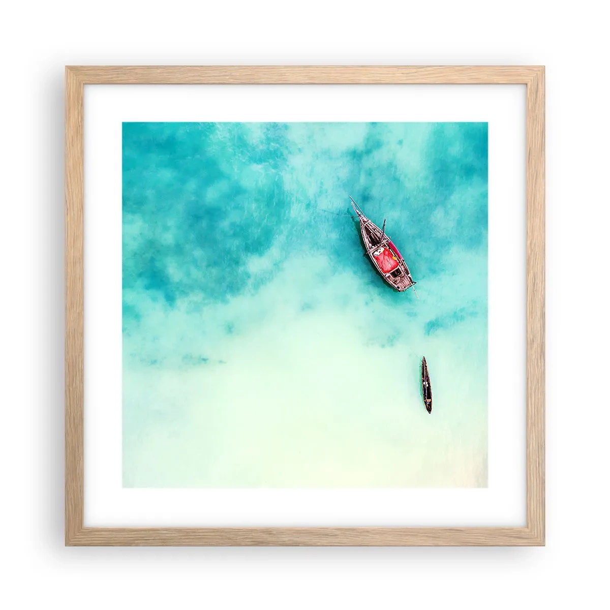 Affisch i ram av ljusek - Högvatten på stranden i Zanzibar… - 40x40 cm