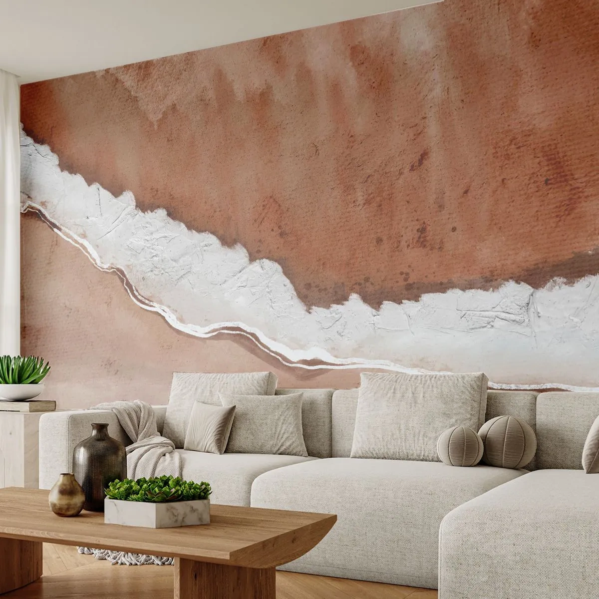 Fototapet Premium Canvas - I jordnära färger - Kant, Sand, Strand - 250x175 cm