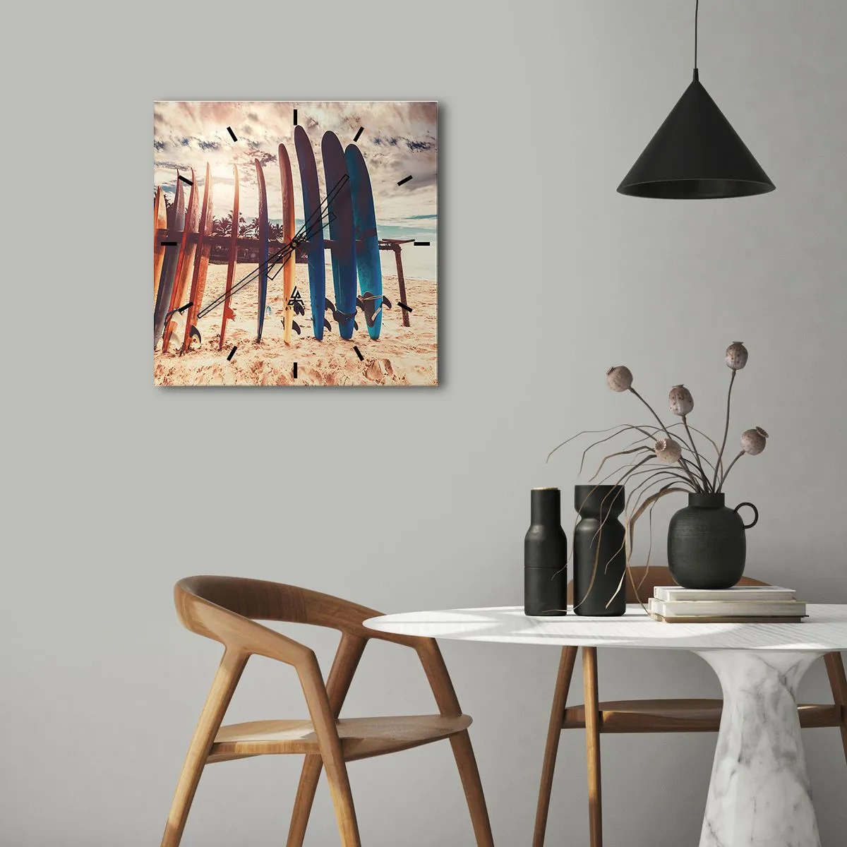 Väggklocka - Klocka på glas - God natt, vi ses imorgon - 40x40 cm