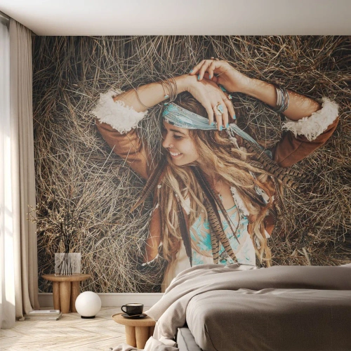 Fototapet Standard Eco - På väg till kärlekens sommar - Boho, Kvinna, Smycken - 200x140 cm