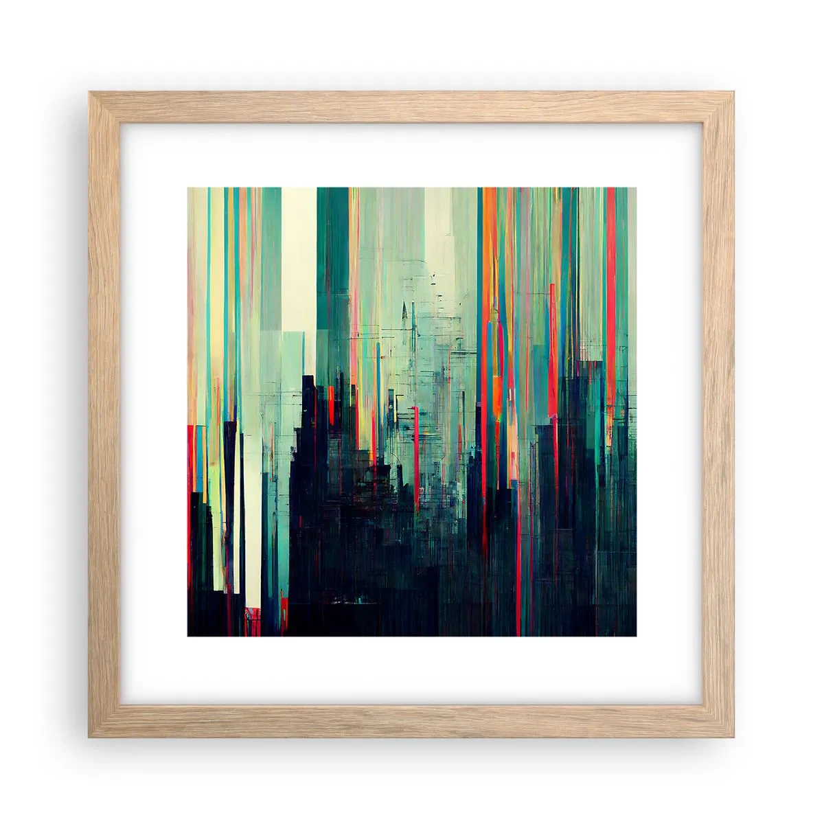 Affisch i ram av ljusek - Futuristisk stad - 30x30 cm