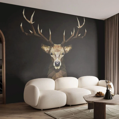 Fototapet Premium Canvas - Kubistisk hjort - Djur, Rådjur, Grafik - 450x315 cm
