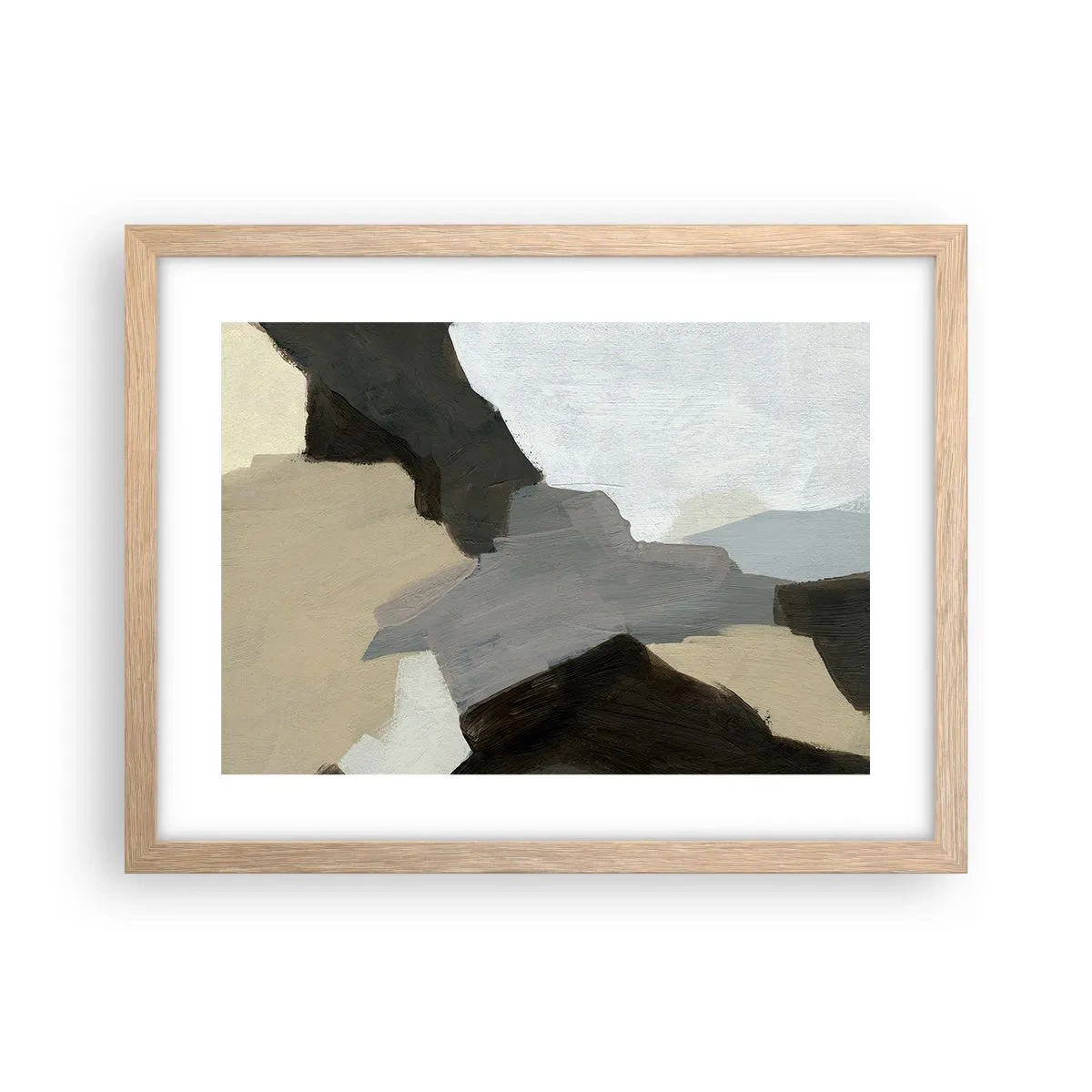 Affisch i ram av ljusek - Abstraktion: avgrening av det gråa - 40x30 cm