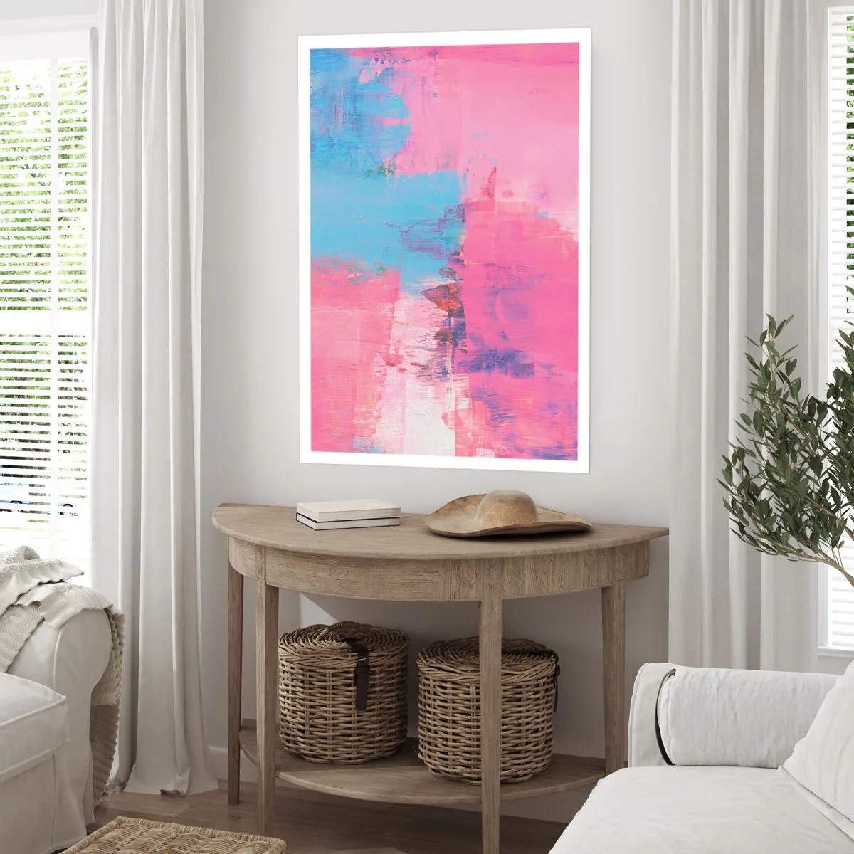 Affisch - Rosa, blått och en gnutta ljus - 30x40 cm