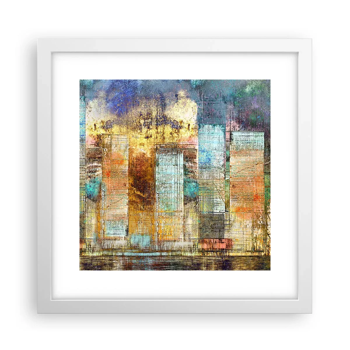 Affisch i vit ram - Solig metropol - 30x30 cm